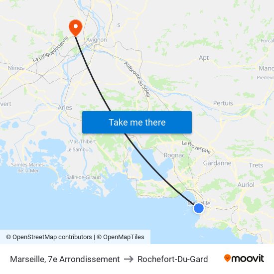 Marseille, 7e Arrondissement to Rochefort-Du-Gard map