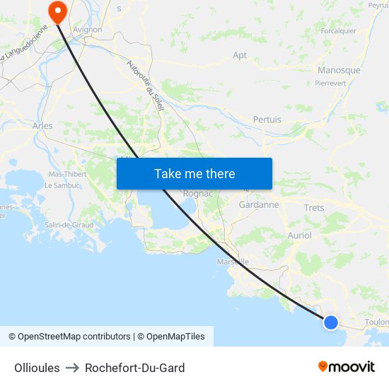 Ollioules to Rochefort-Du-Gard map