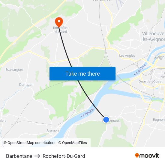 Barbentane to Rochefort-Du-Gard map