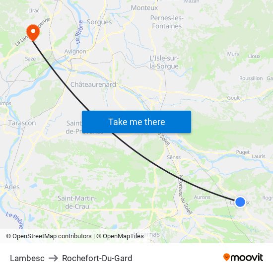 Lambesc to Rochefort-Du-Gard map