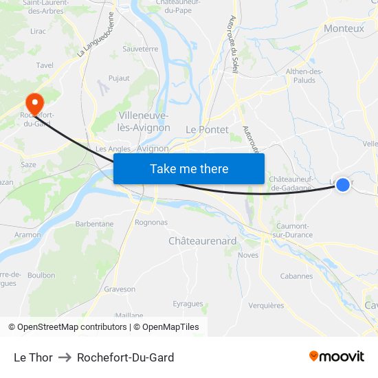 Le Thor to Rochefort-Du-Gard map