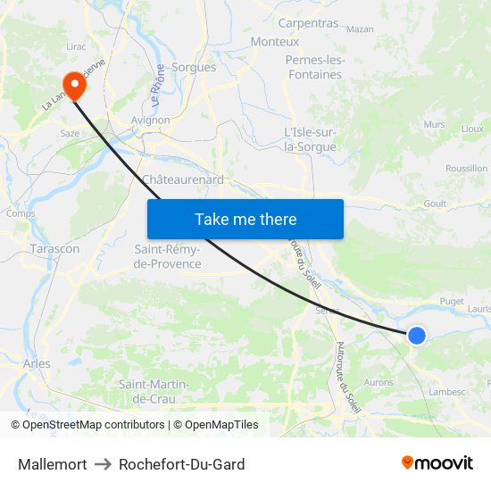 Mallemort to Rochefort-Du-Gard map