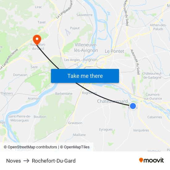 Noves to Rochefort-Du-Gard map