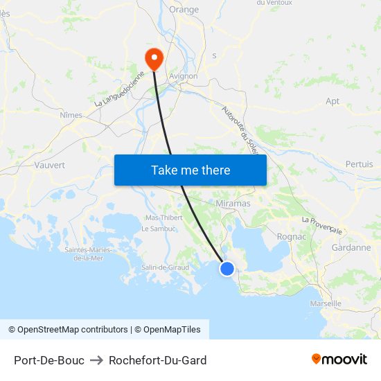 Port-De-Bouc to Rochefort-Du-Gard map