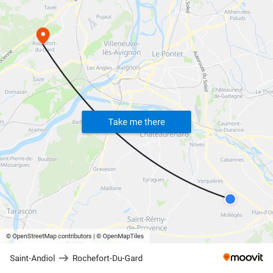 Saint-Andiol to Rochefort-Du-Gard map