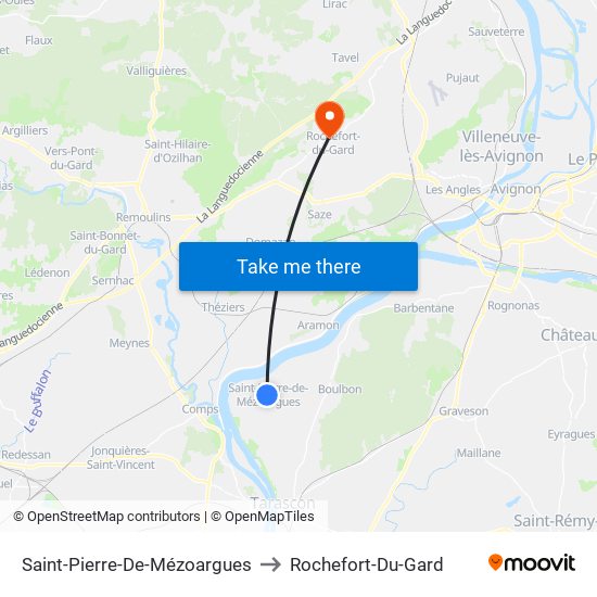 Saint-Pierre-De-Mézoargues to Rochefort-Du-Gard map
