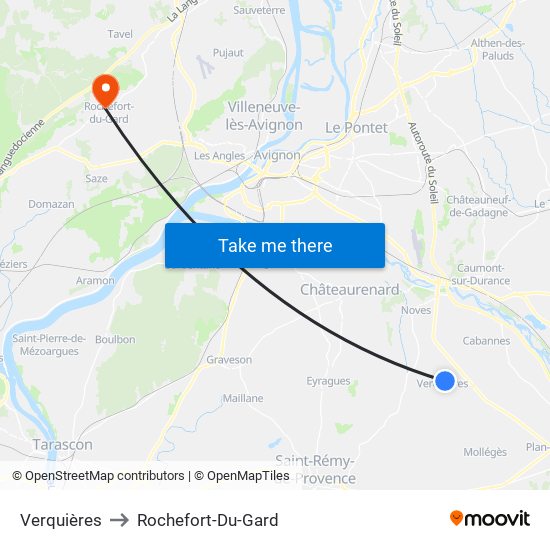 Verquières to Rochefort-Du-Gard map