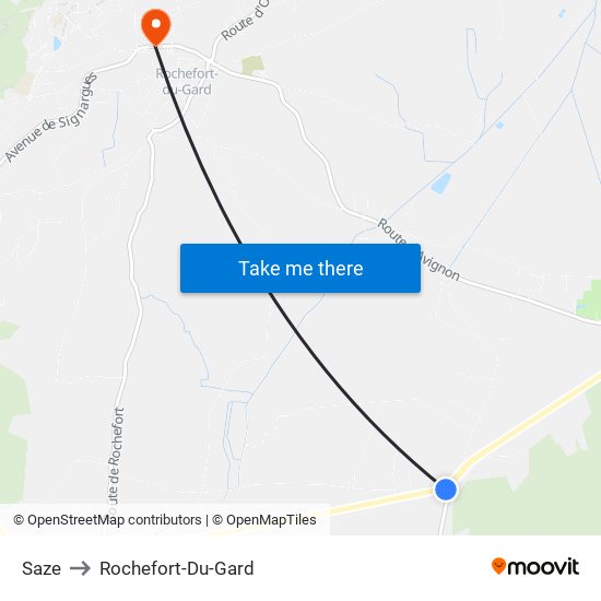 Saze to Rochefort-Du-Gard map