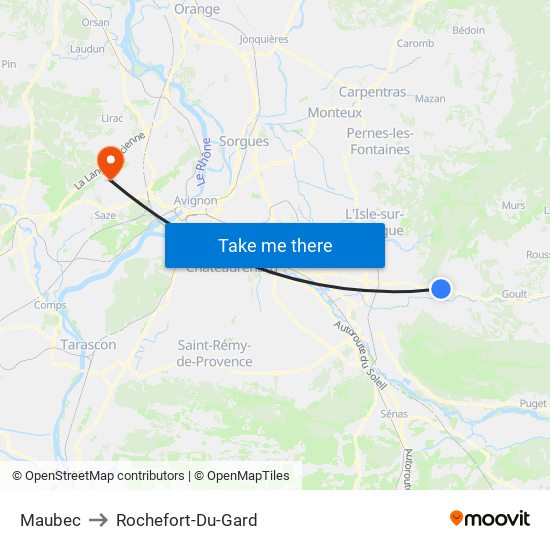 Maubec to Rochefort-Du-Gard map