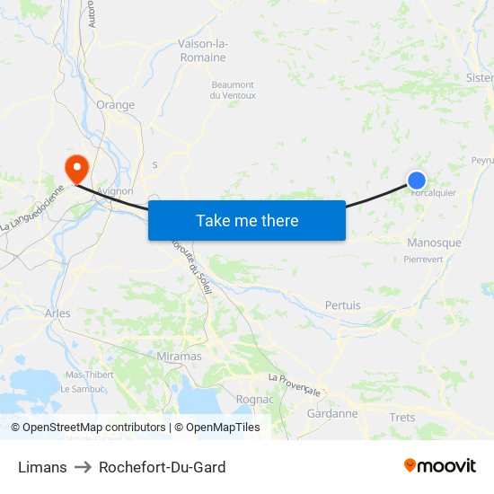 Limans to Rochefort-Du-Gard map