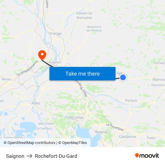 Saignon to Rochefort-Du-Gard map
