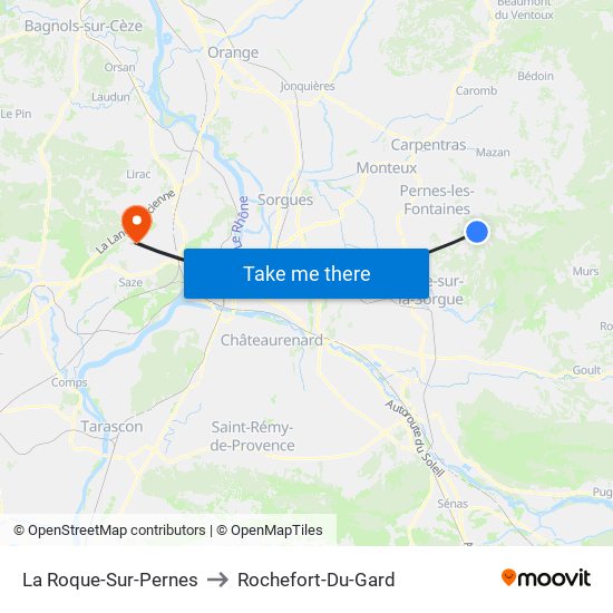 La Roque-Sur-Pernes to Rochefort-Du-Gard map