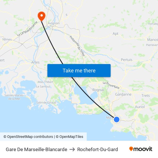 Gare De Marseille-Blancarde to Rochefort-Du-Gard map