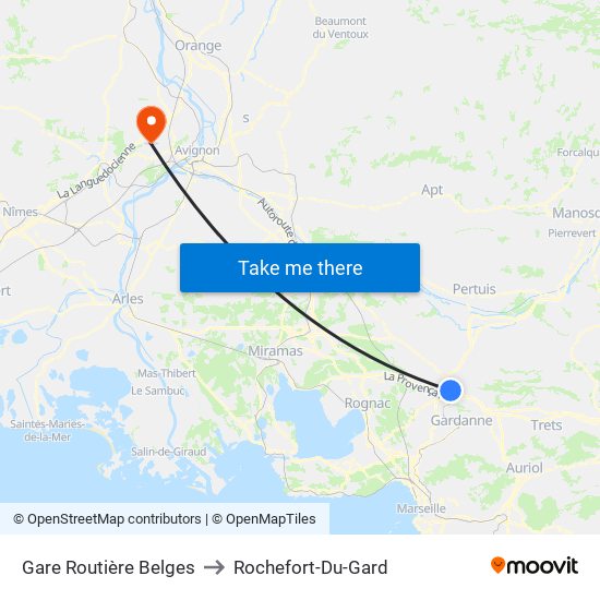 Gare Routière Belges to Rochefort-Du-Gard map