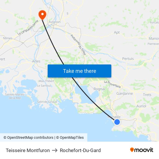 Teisseire Montfuron to Rochefort-Du-Gard map