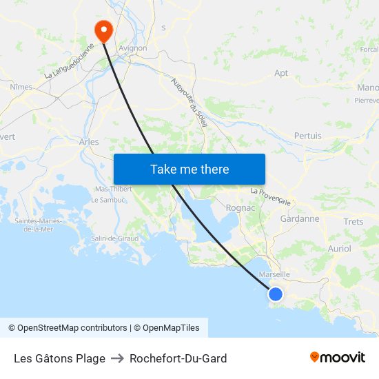 Bowl Du Prado to Rochefort-Du-Gard map