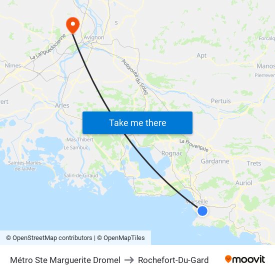 Sainte-Marguerite Dromel to Rochefort-Du-Gard map