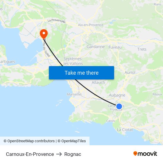 Carnoux-En-Provence to Rognac map