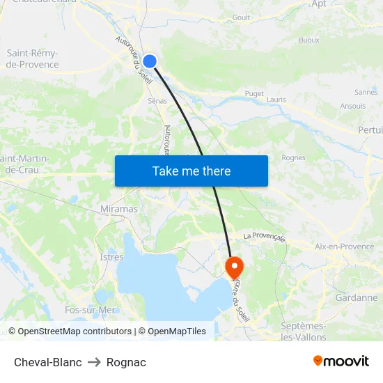 Cheval-Blanc to Rognac map