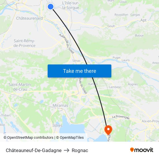 Châteauneuf-De-Gadagne to Rognac map