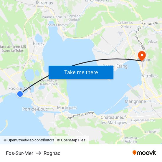 Fos-Sur-Mer to Rognac map