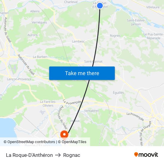La Roque-D'Anthéron to Rognac map