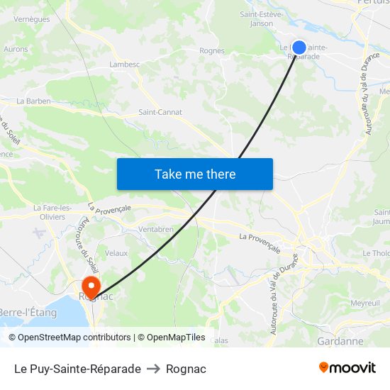 Le Puy-Sainte-Réparade to Rognac map