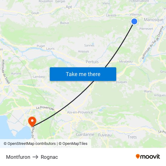 Montfuron to Rognac map
