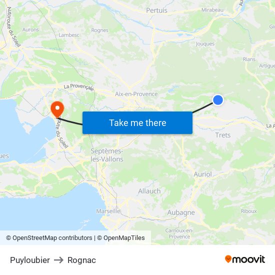 Puyloubier to Rognac map
