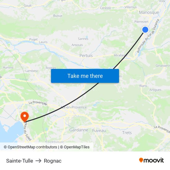 Sainte-Tulle to Rognac map