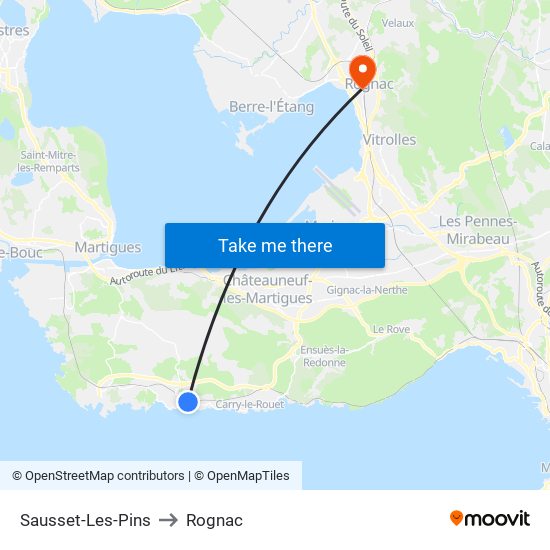 Sausset-Les-Pins to Rognac map