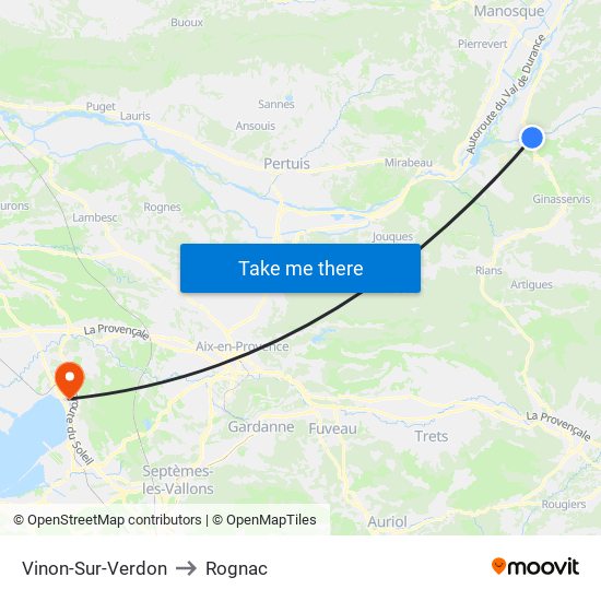 Vinon-Sur-Verdon to Rognac map