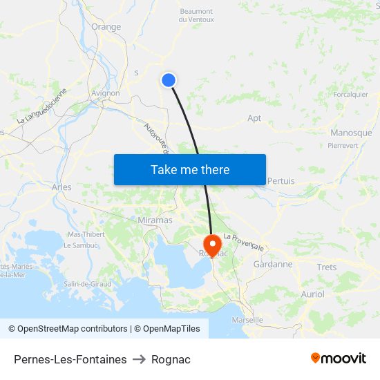 Pernes-Les-Fontaines to Rognac map