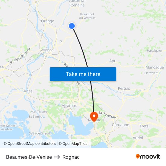 Beaumes-De-Venise to Rognac map