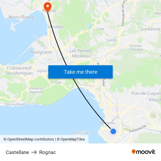 Castellane to Rognac map