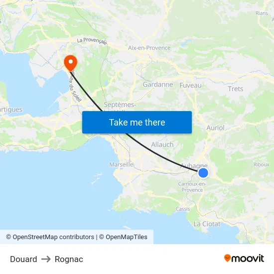 Douard to Rognac map