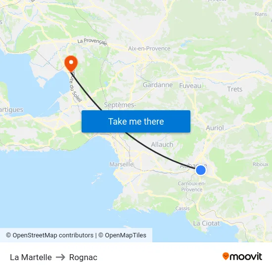 La Martelle to Rognac map