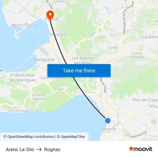 Arenc Le Silo to Rognac map