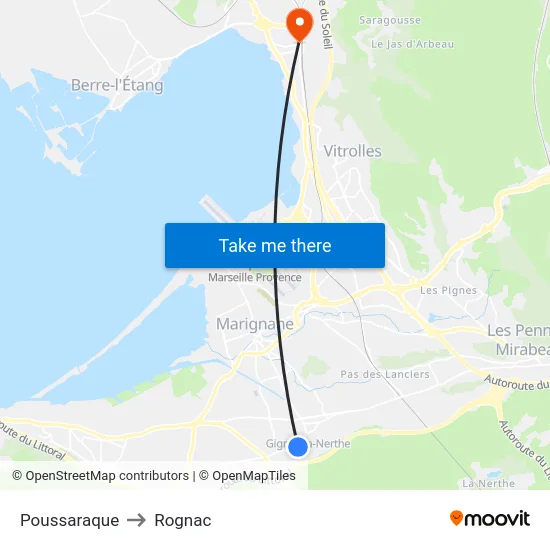 Poussaraque to Rognac map