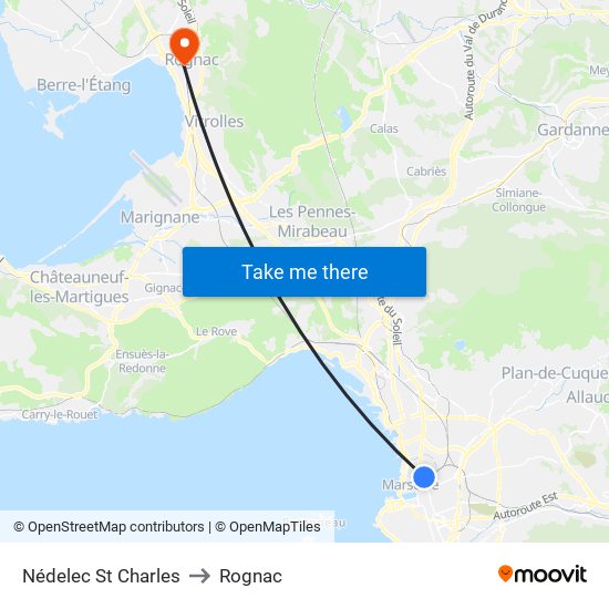 Nédelec St Charles to Rognac map