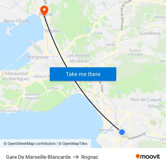 Gare De Marseille-Blancarde to Rognac map