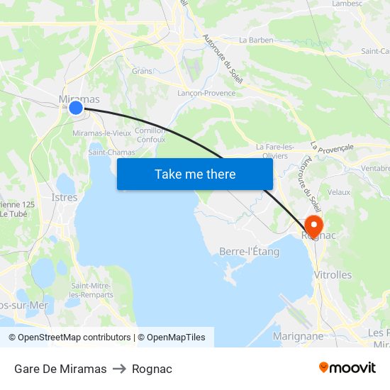 Gare De Miramas to Rognac map