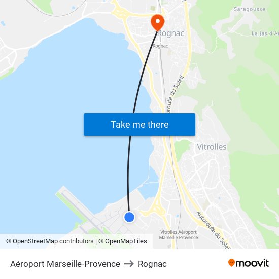Aéroport Marseille-Provence to Rognac map