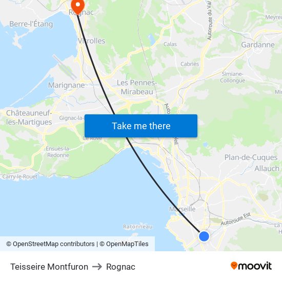 Teisseire Montfuron to Rognac map