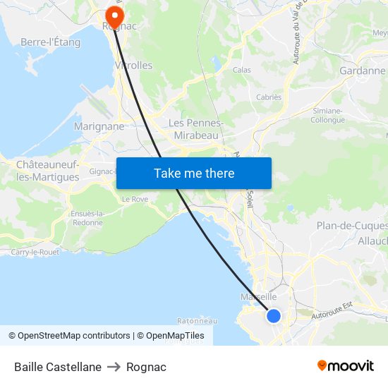 Baille Castellane to Rognac map