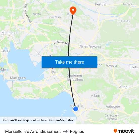 Marseille, 7e Arrondissement to Rognes map