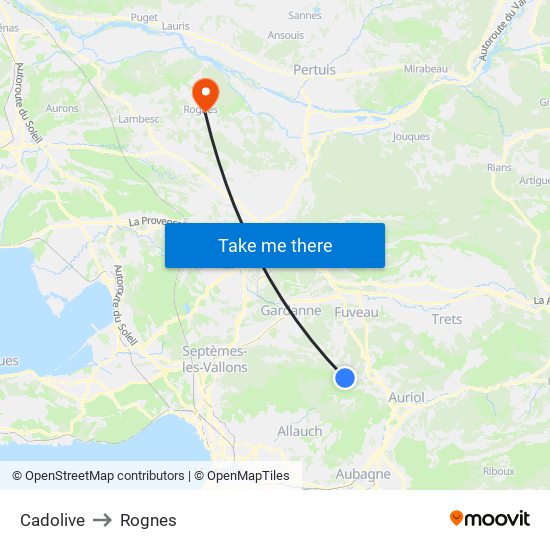 Cadolive to Rognes map