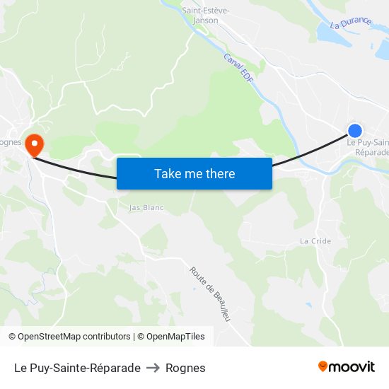 Le Puy-Sainte-Réparade to Rognes map