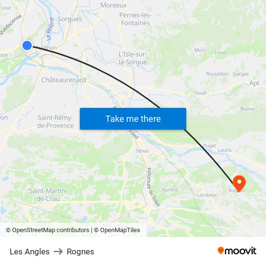 Les Angles to Rognes map