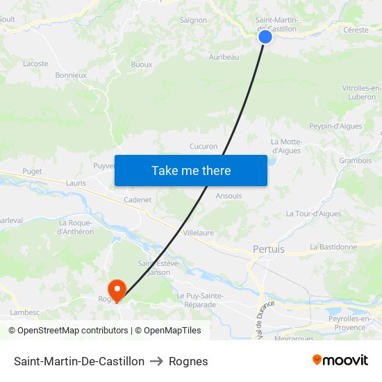 Saint-Martin-De-Castillon to Rognes map